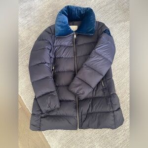 Moncler Dark Blue Puffer Jacket with Velvet Collar
